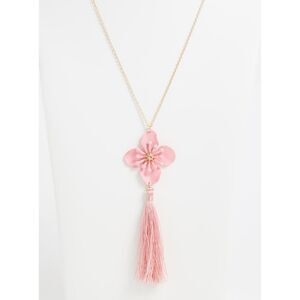 Torrid Gold-Tone & Pink Flower Tassel Pendant Necklace NWT